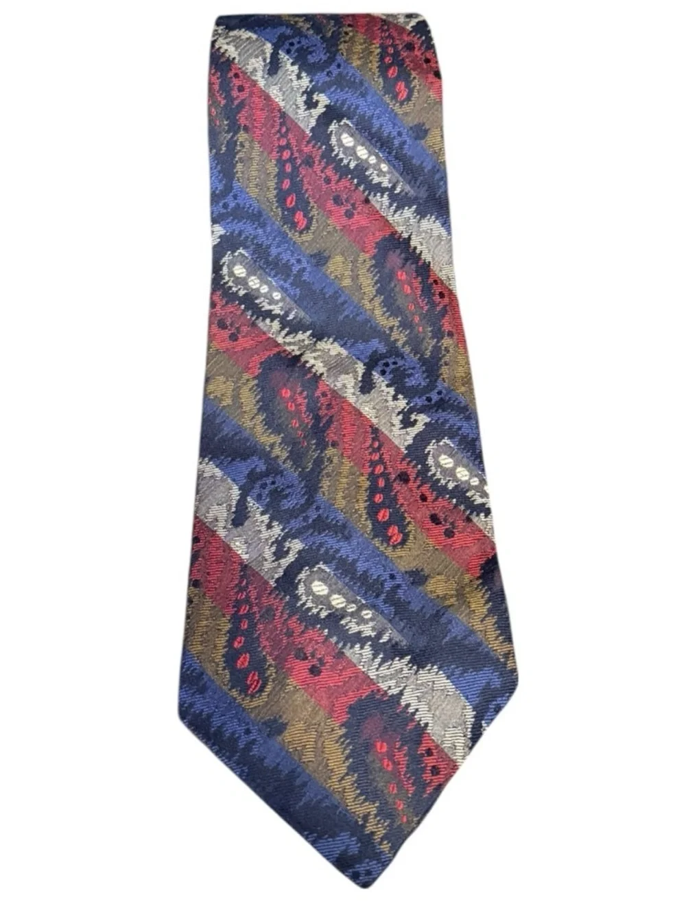 Giorgio Armani Cravatte Silk Jacquard Tie Abstract Paisley Navy Burgundy Italy